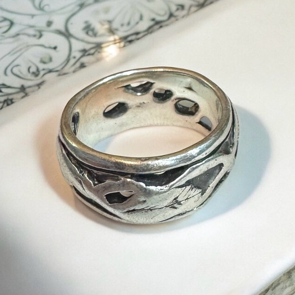 Vintage 90s Abstract Sterling Silver Ring Band (7) - Picture 3 of 7